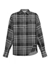Attico Oversized Check Pattern Shirt With Bell Sleeves In Grey