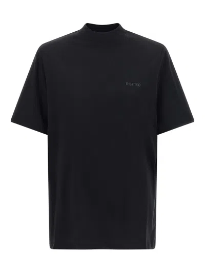 Attico The  Mock-neck T-shirt In Black