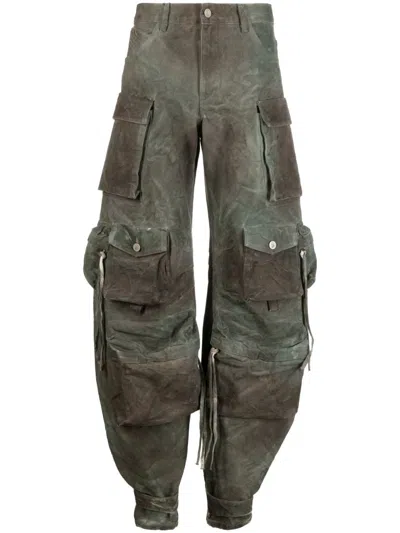 Attico Camouflage Cargo Jeans In Green