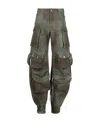Attico Fern Tie-dye Long Cargo Pants In Green