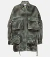 Attico Fern Camouflage-print Denim Jacket In Green