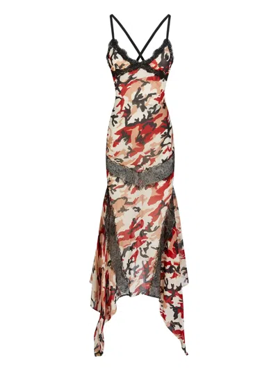 Attico Camouflage Lace-insert Dress In Multi
