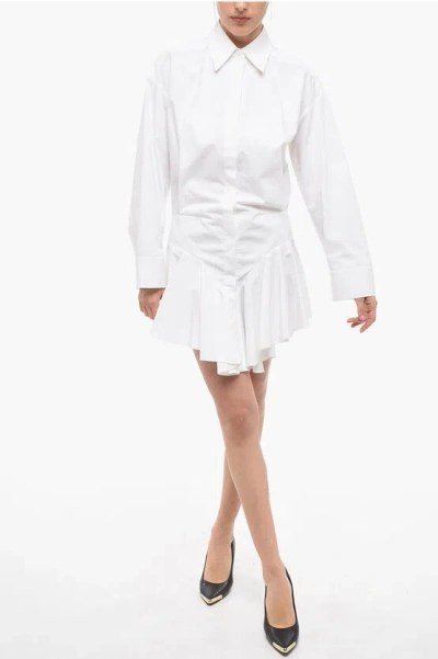 Attico Candice Button-front Mini Dress In White