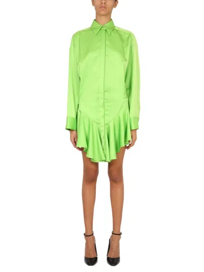 Attico Shirt Dress In Green