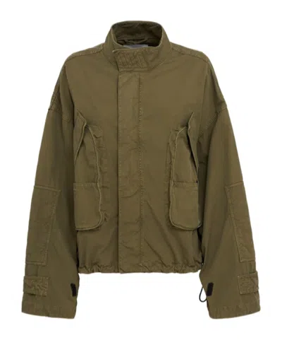 Attico Canvas Bomber In Green