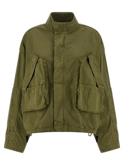 Attico Canvas Bomber Jacket In Green