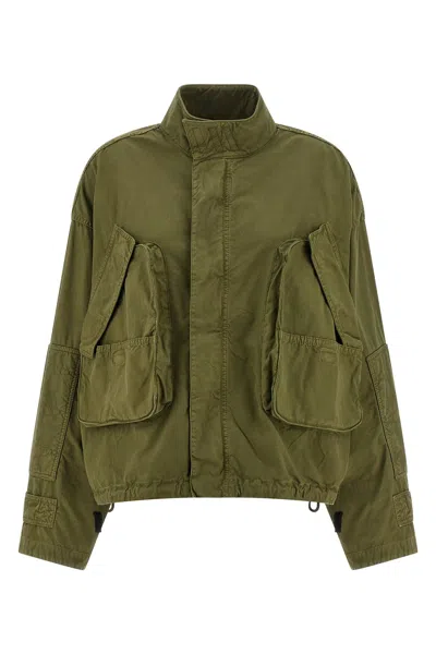 Attico Canvas Bomber Jacket In Green