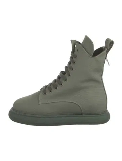 Pre-owned Attico Canvas Combat Boots In Green