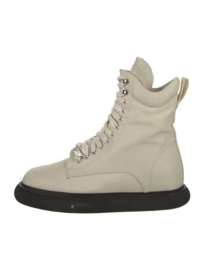 Pre-owned Attico Canvas Combat Boots In Neutral