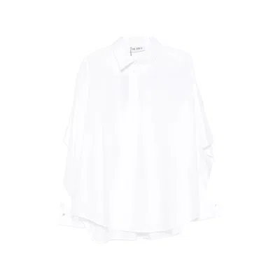 Attico Cape-effect Embroidered-logo Shirt In White