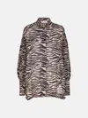 Attico Zebra-print Puff-sleeve Oversized Shirt In Cappuccino/black