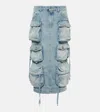 Attico Cargo Denim Skirt In Blue