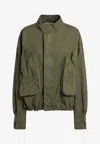 Attico Green Jacket With High Neck And Logo Patch On The Rear In Cotton Woman In Green