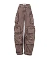Attico Pink Jeans With Logo Patch On The Rear And Turn-up Cuffs In Brown