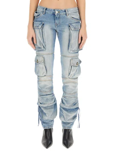 Attico Cargo Jeans In Denim