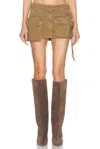 Attico Fay Denim Cargo Miniskirt In Cachi