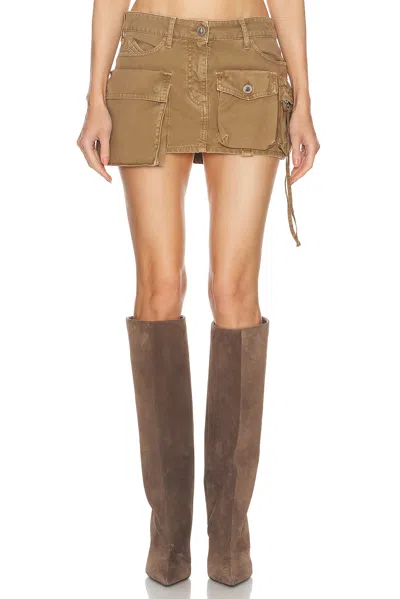Attico 'fay' Beige Mini-skirt With Oversized Cargo Pockets In Brown