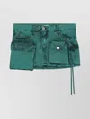 Attico Cargo Miniskirt With Pockets And Stitching In Green