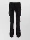 Attico Dark Wash Cargo Jeans With Logoed Buttons 15cm In Black