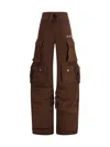 Attico Cargo Sweatpants In Brown
