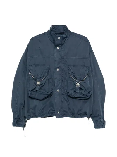 Attico Cargo-pocket Bomber Jacket In Blue