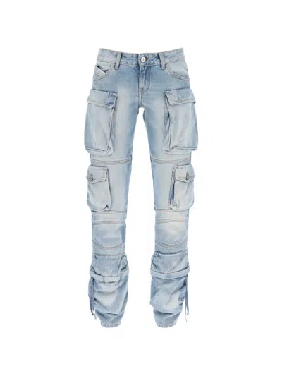 Attico Essie Cargo Denim Pants In Blue