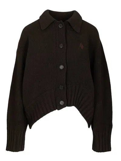 Attico Cashmere And Wool Cardigan Knitwear Brown