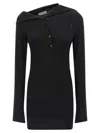 Attico Knee Length Dress Featuring Button Detailing In Black