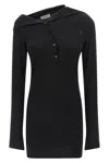 Attico Knee Length Dress Featuring Button Detailing In Black