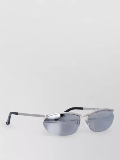 Attico Cat Eye Sunglasses Slim Oval Lenses In Silver