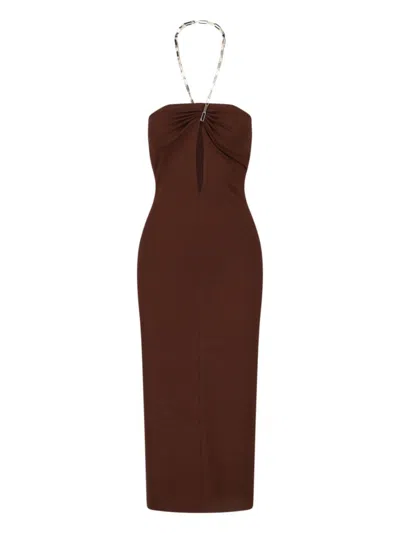 Attico Chain Detail Dress In Brown