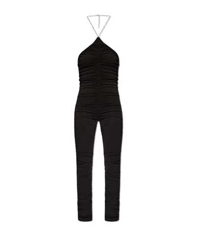 ATTICO THE ATTICO RUCHED HALTERNECK JUMPSUIT