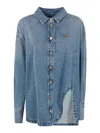 Attico Washed Denim Bomber In Blue