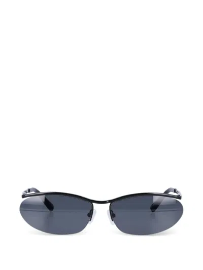 Attico Charlotte Oval-frame Sunglasses In Black