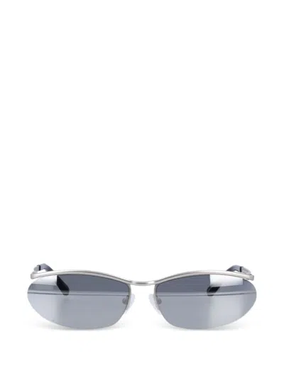 Attico Charlotte Oval-frame Sunglasses In Silver