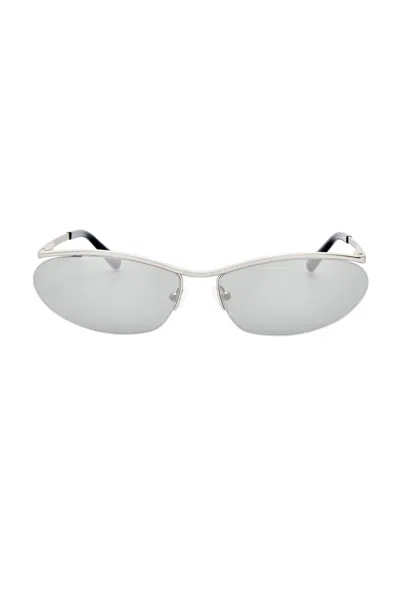 Attico Charlotte Sunglasses In Matt Silver & Silver Mirror