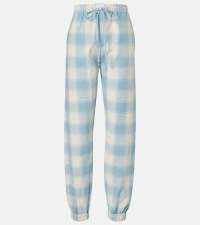 Attico Checked Cotton And Wool Tapered Pants In Multi