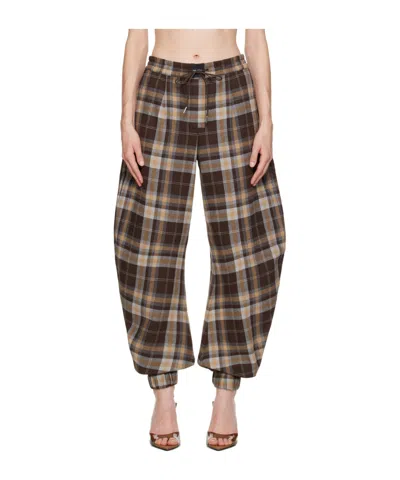Attico Checked Cotton-blend Track Pants In Black