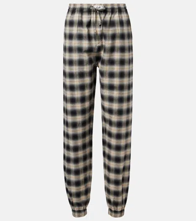 Attico Checked Cotton Sweatpants In Multi