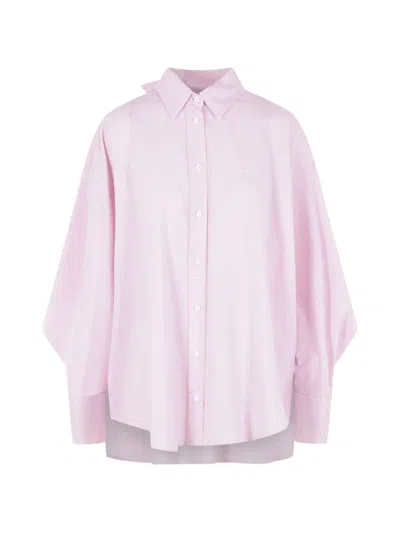 Attico Checked Draped Shirt In Pink