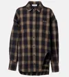 Attico Checked Oversized Cotton Flannel Shirt In Brown