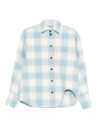 Attico Checked-pattern Long-sleeve Shirt In Blue