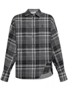 Attico Oversized Check Pattern Shirt With Bell Sleeves In Grey