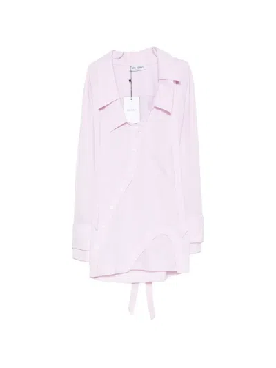 Attico Check-pattern Asymmetric-button Mini Dress In Pink
