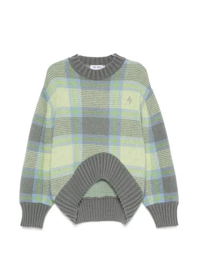 Attico Wool Crewneck Sweater Casual Check Pattern In Multi