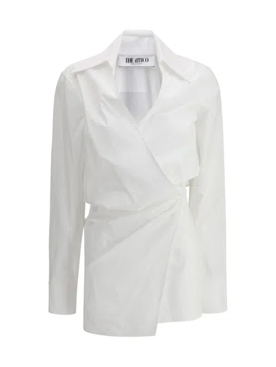 Attico Mini Wrap Chemisier Dress With In White