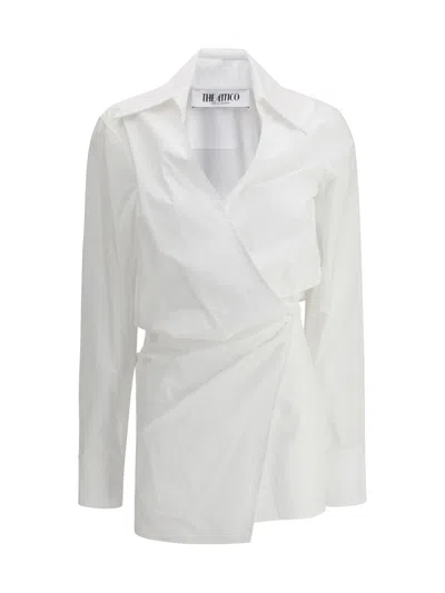 Attico Mini Wrap Chemisier Dress With In White