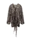 Attico Deep V-neck Animalier Print Mini Dress In Cappuccino/black