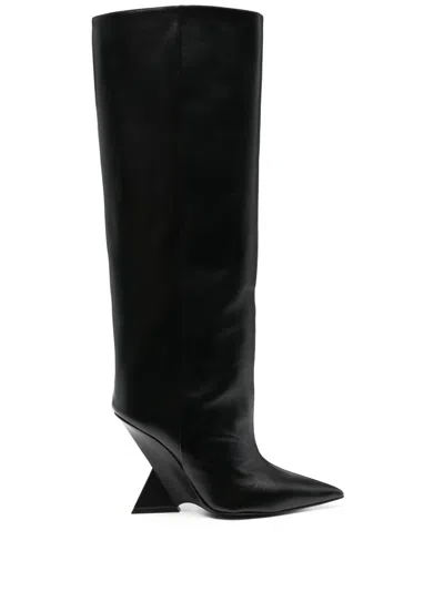 Attico Black Cheope 105 Leather Knee-high Boots
