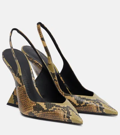 Attico Cheope 105 Leather Slingback Mules